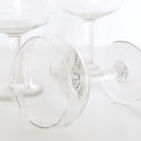 Set of 5 chiseled glass champagne cups
