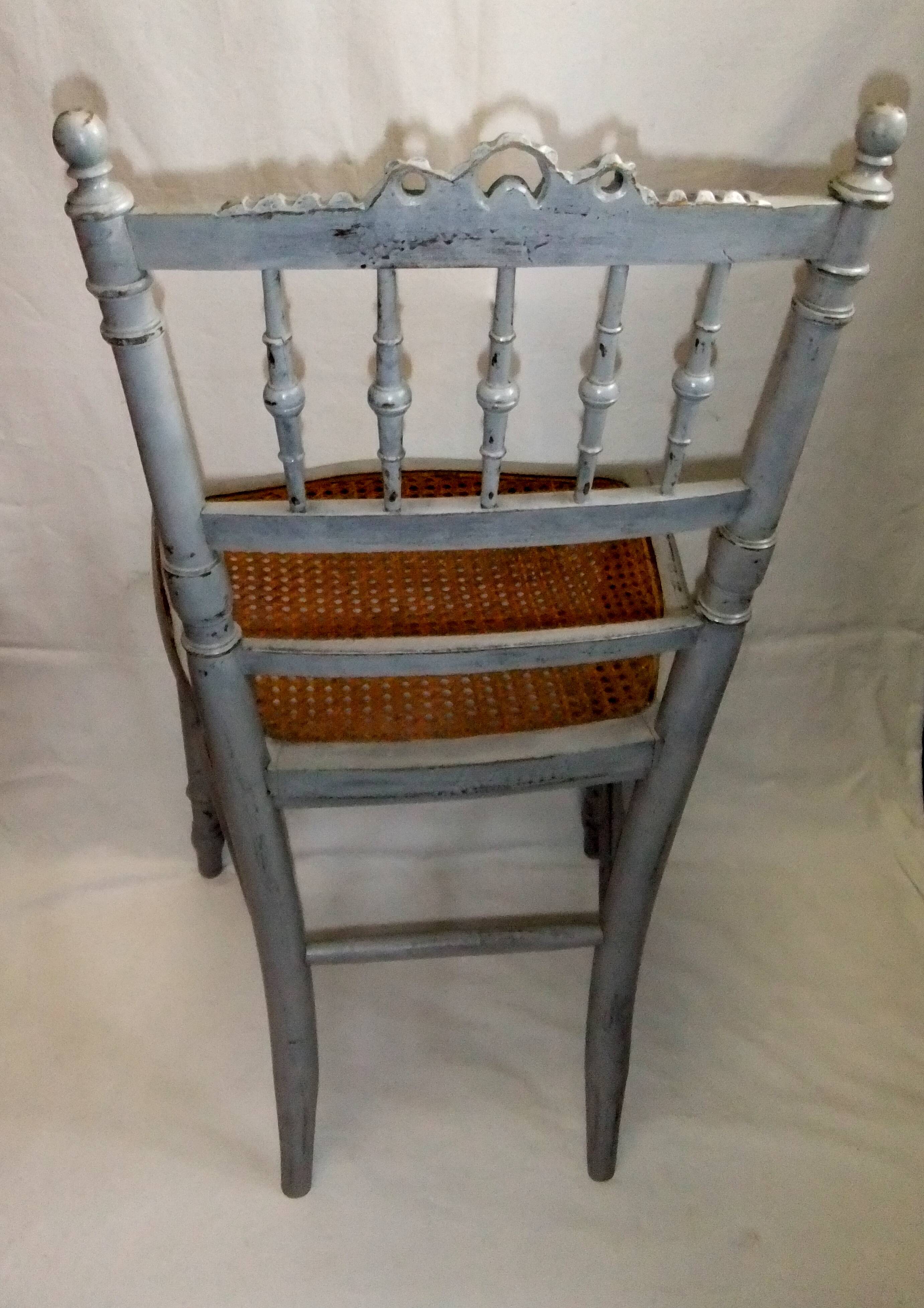Antique Louis XVI style chair with pebble grey cane