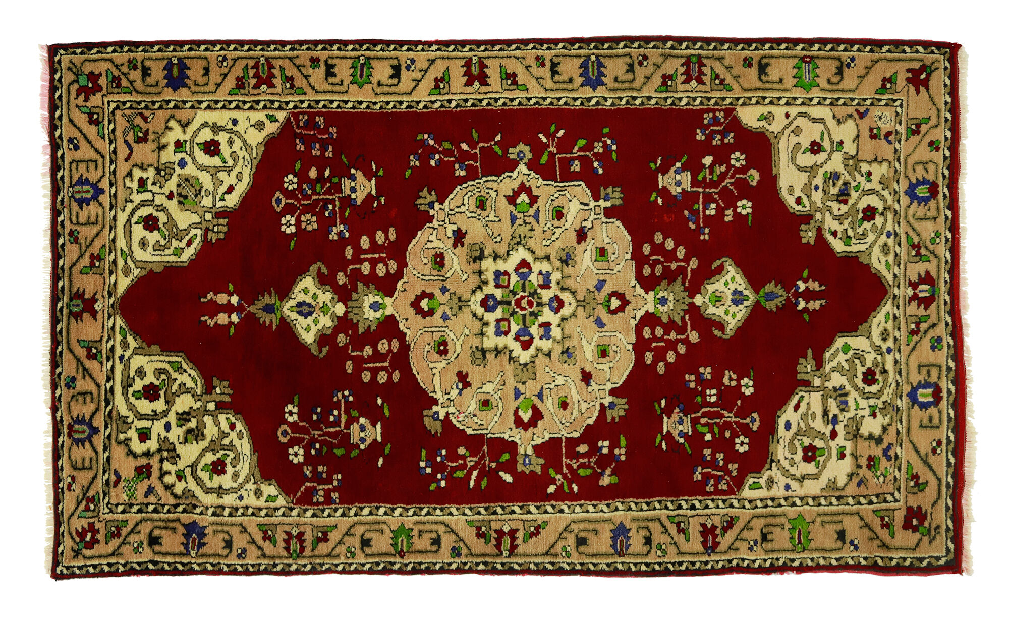 Anatolian handmade vintage rug 244 cm x 145 cm