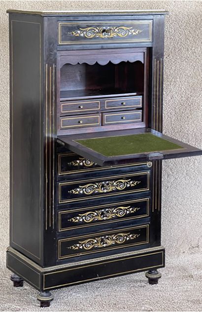 Secretary in marquetry Boulle period Napoleon III