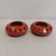 Pair of candle holders from the 1960s-1970s, crafted in red ceramic