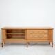 Guillerme and Chambron oak sideboard in light wood in a brutalist style.