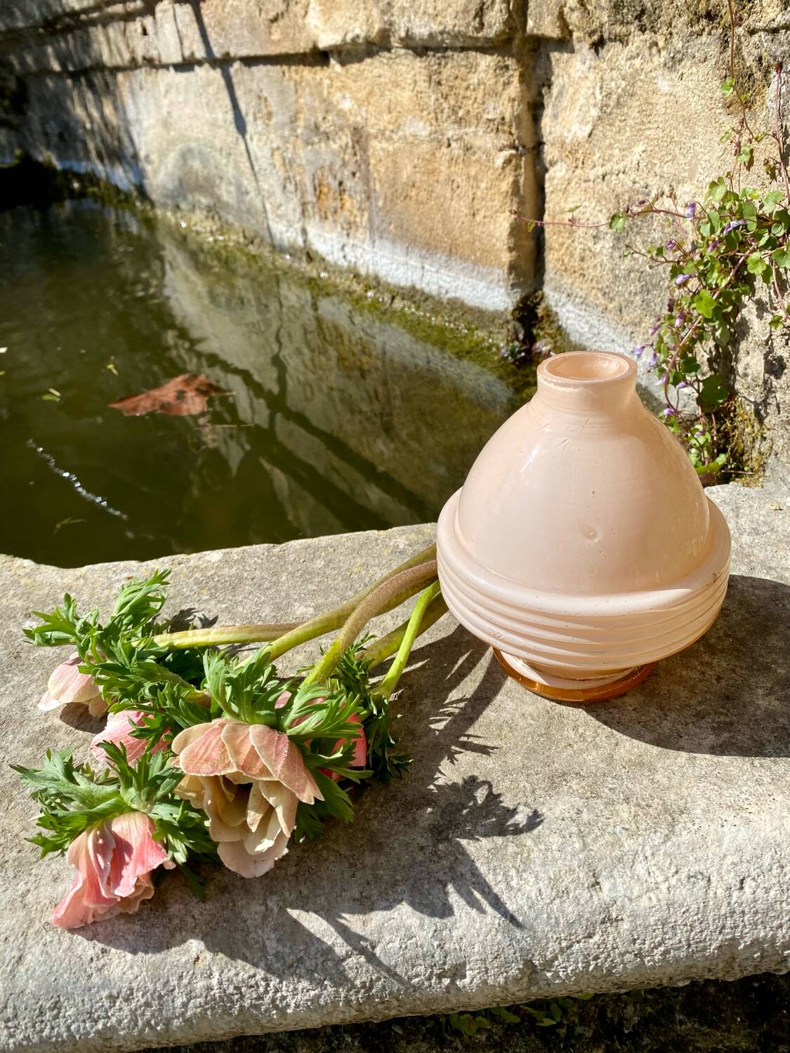 Old pink vase lamp base