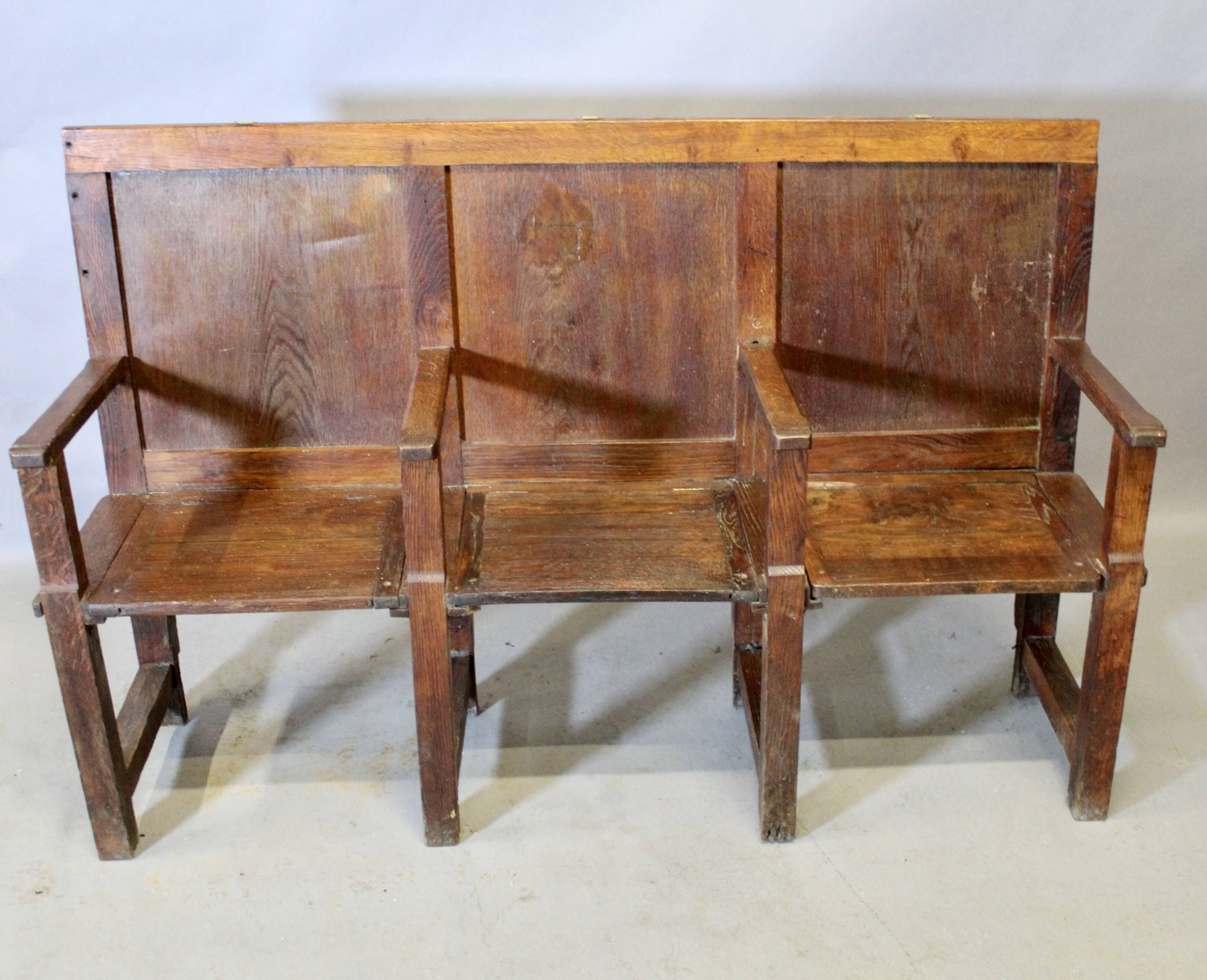 3-seater oak church pew