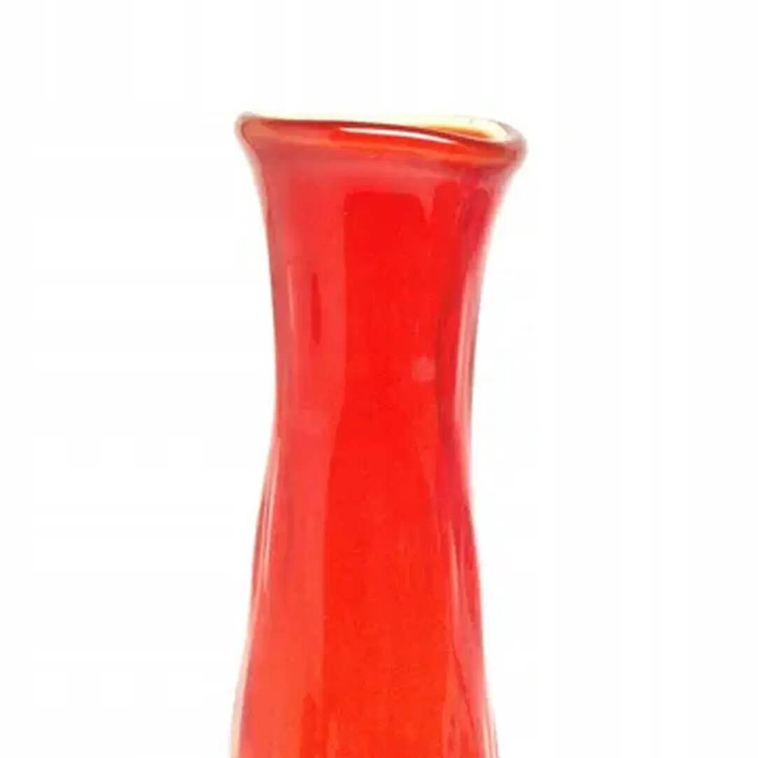 Bean vase, mid-century modern, red glass, Ząbkowice, Poland, 1970s