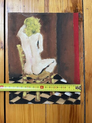 Peinture femme nue assise