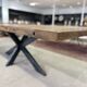 Table solid centenary firm top with matt black metal foot