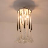 Murano glass and chrome metal chandelier. 1970s.