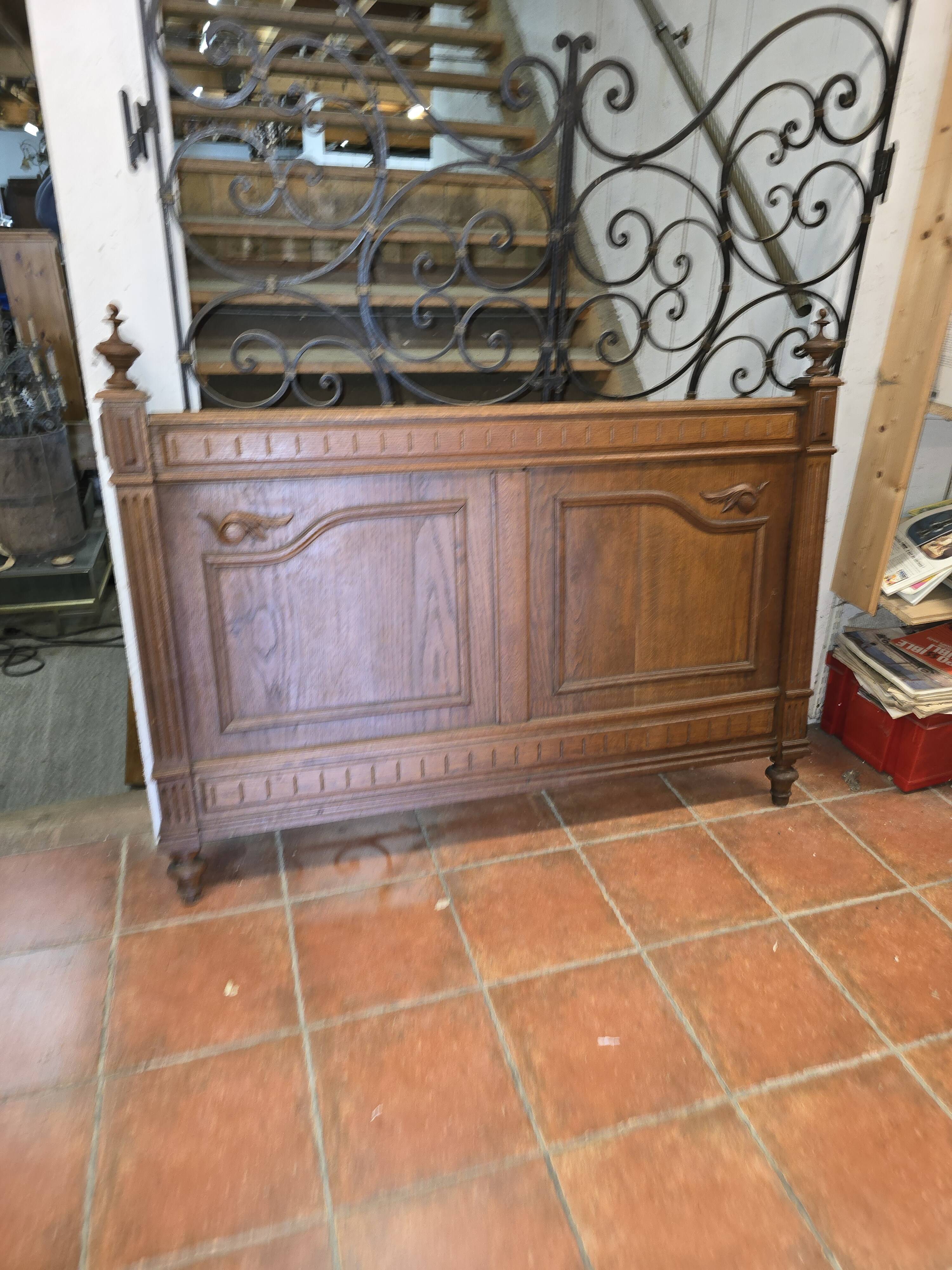 Antique oak headboard