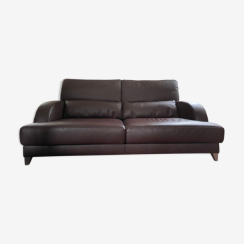 Canape brown leather 3 places cinna