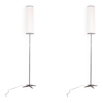 Jacques Adnet. Pair of bronze floor lamps. 1950s.