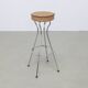 Lot de 4 tabourets de bar vintage en chrome, années 1960, rembourrage NEUF