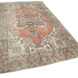 Turkish hand-knotted distressed 1970s beige carpet 178 cm x 305 cm