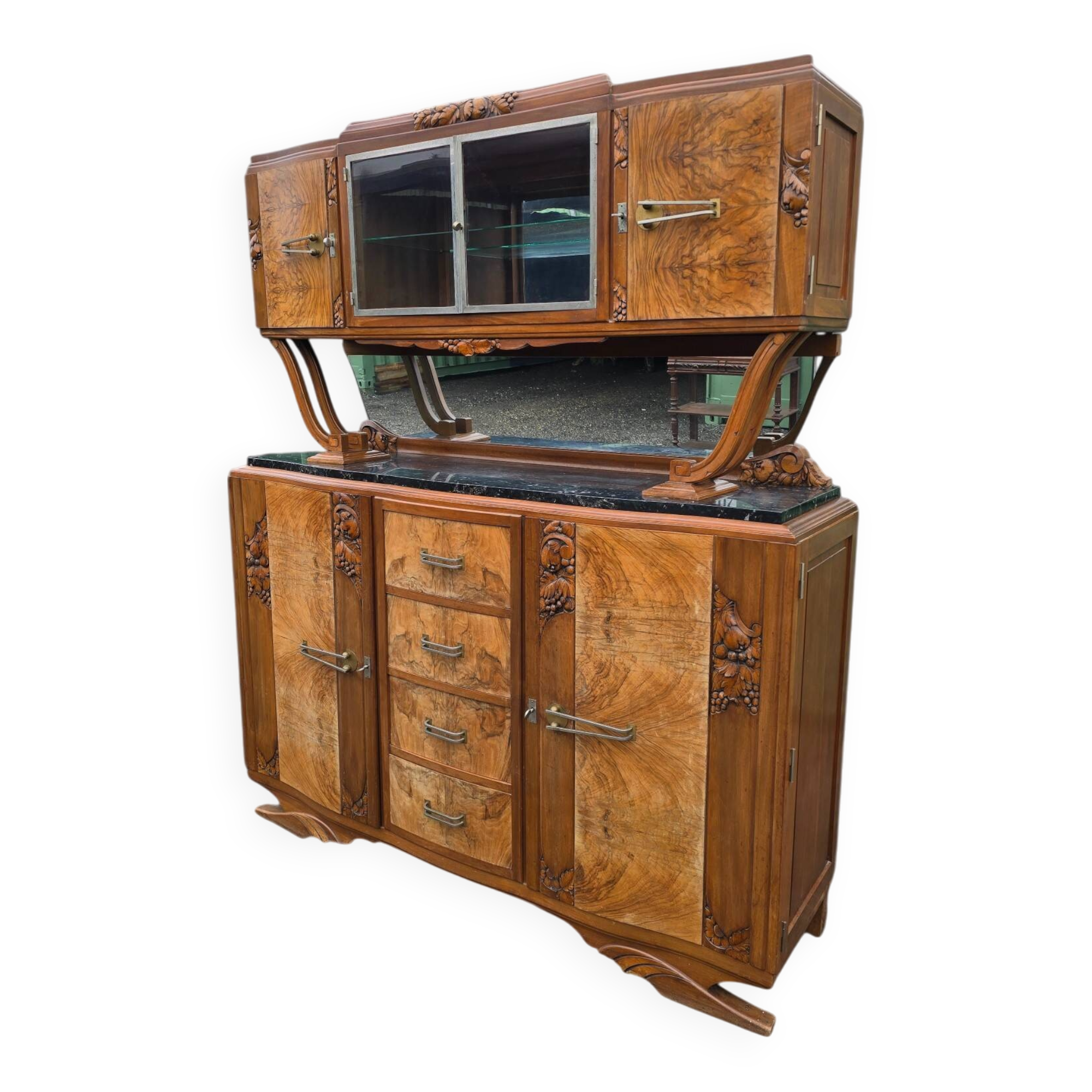 Buffet Art Déco en noyer et ronce de noyer