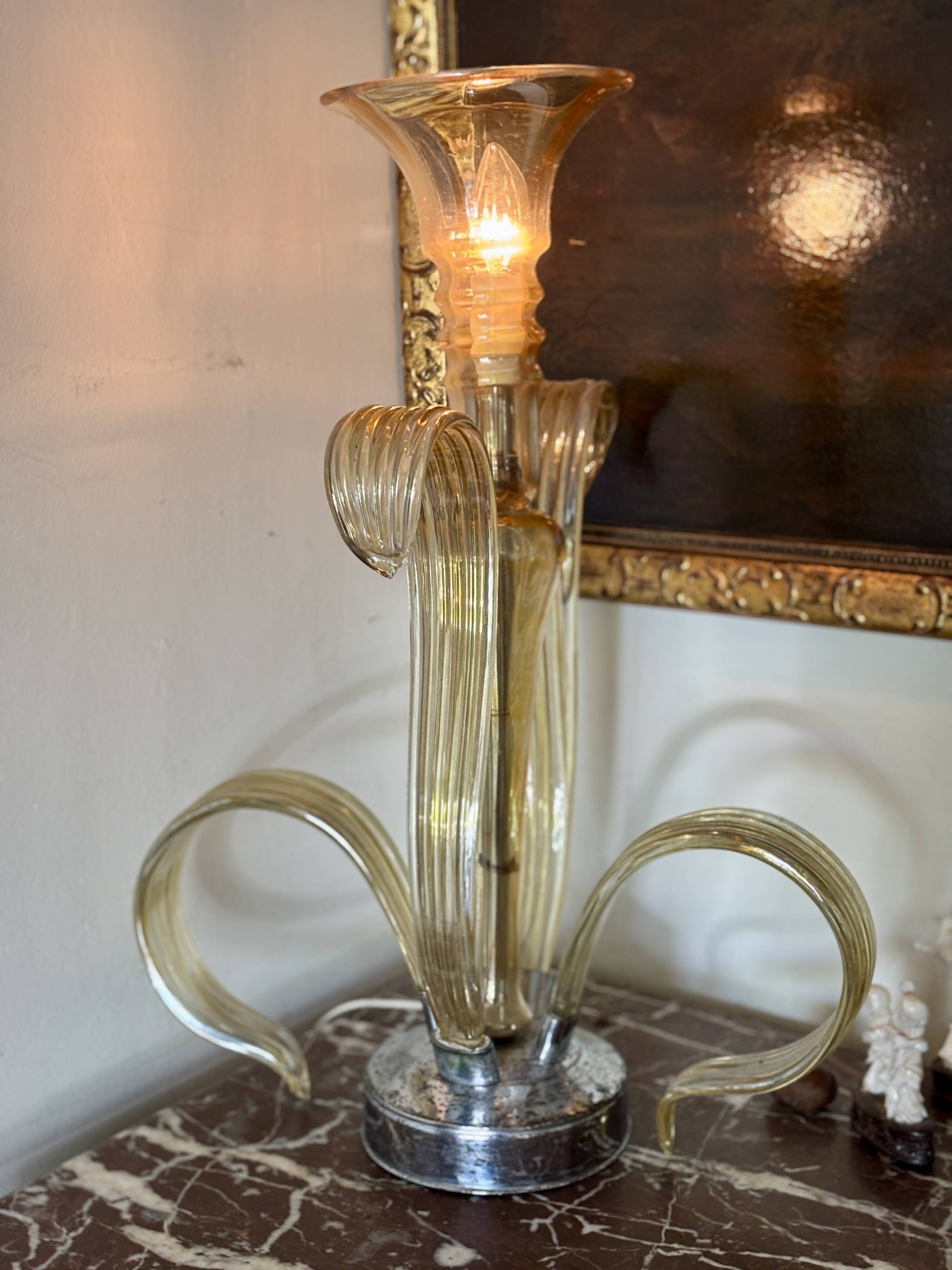 Murano glass sculpture lamp – attributed to Galliano Ferro, 1970s