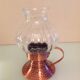 Hammered red copper candle holder and glass/vintage 60s/70s