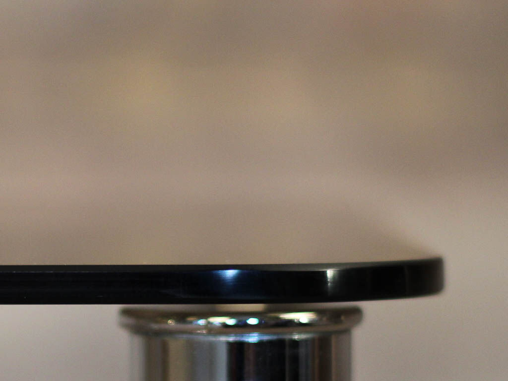 Glass rectangle coffee table with magazine rack, circa 1970