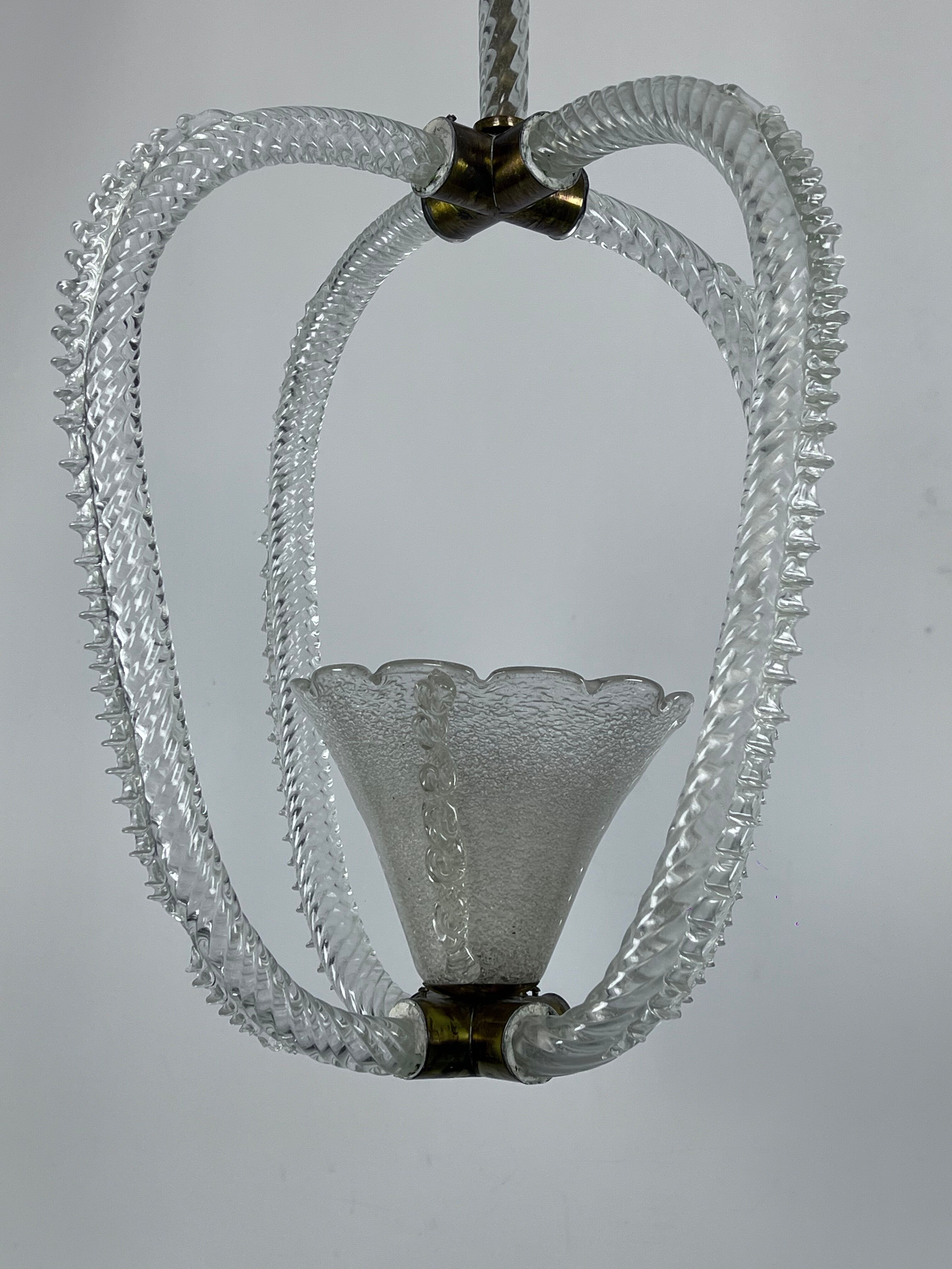 Ercole Barovier Murano glass pendant lamp Italy 1930s