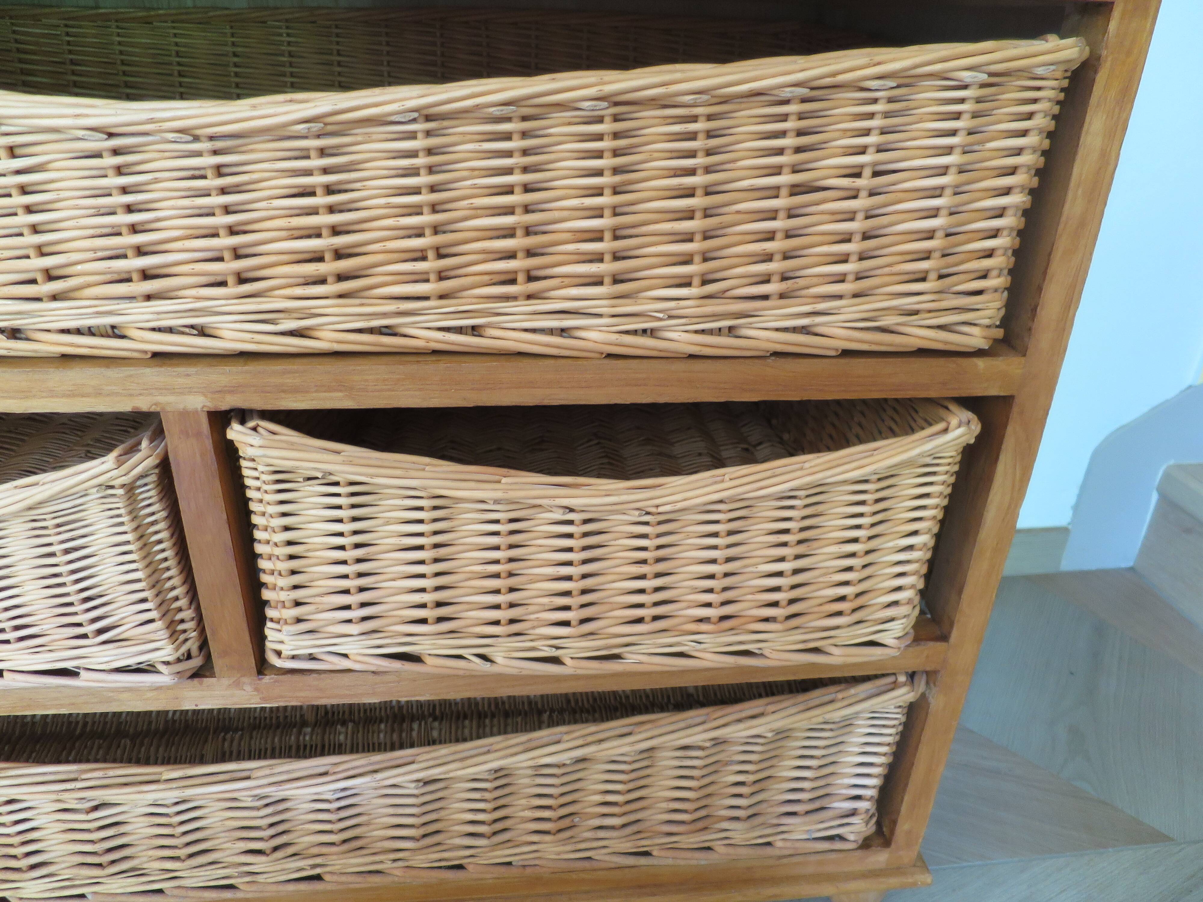 Storage furniture - wooden chest of drawers - 8 wicker drawers - bohemian countryside