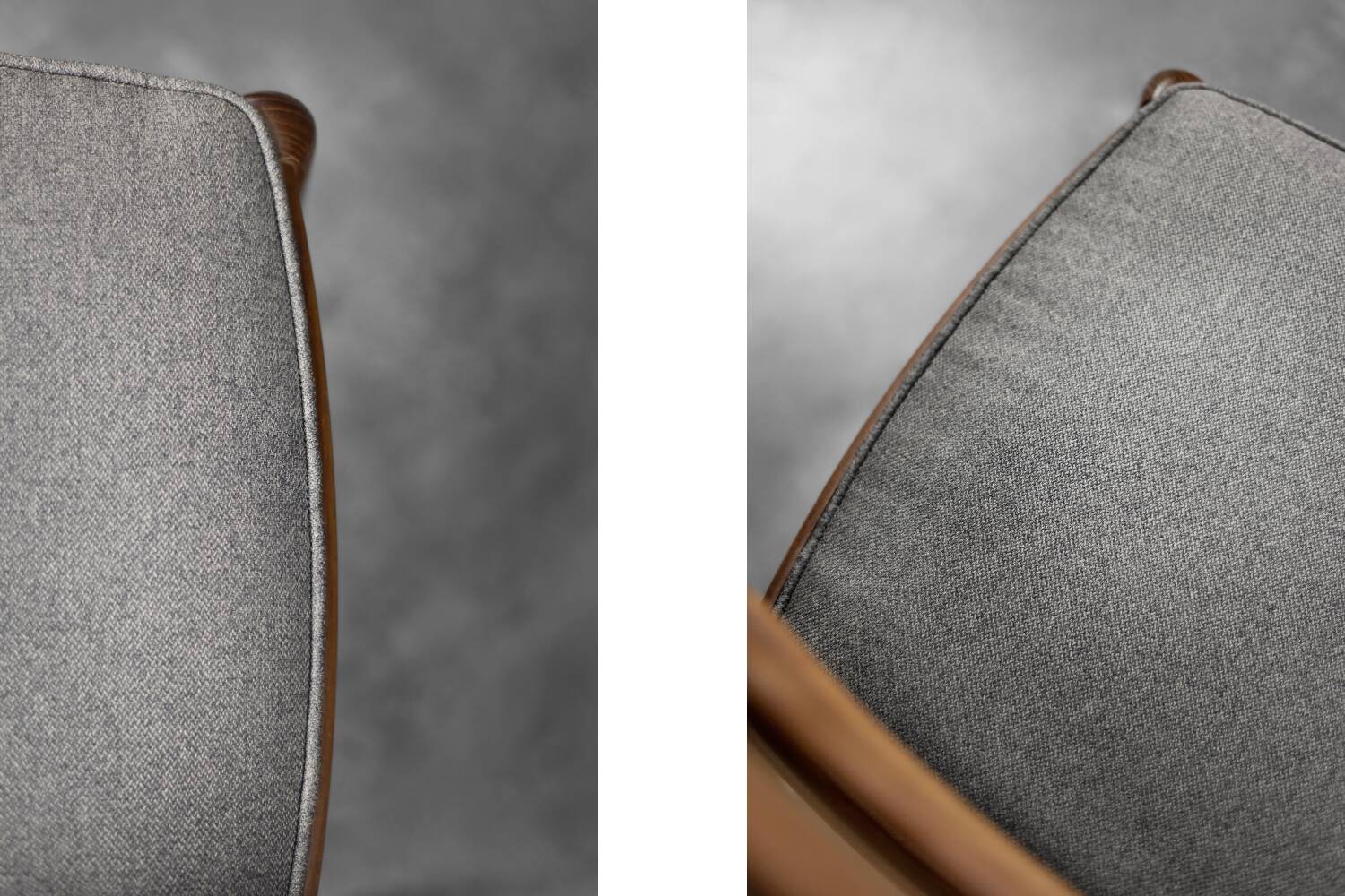 Vintage Mid-Century Danish Modern Elegant Teak & Grey Fabric Chairs, 1960s