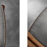 Vintage Mid-Century Danish Modern Elegant Teak & Grey Fabric Chairs, 1960s