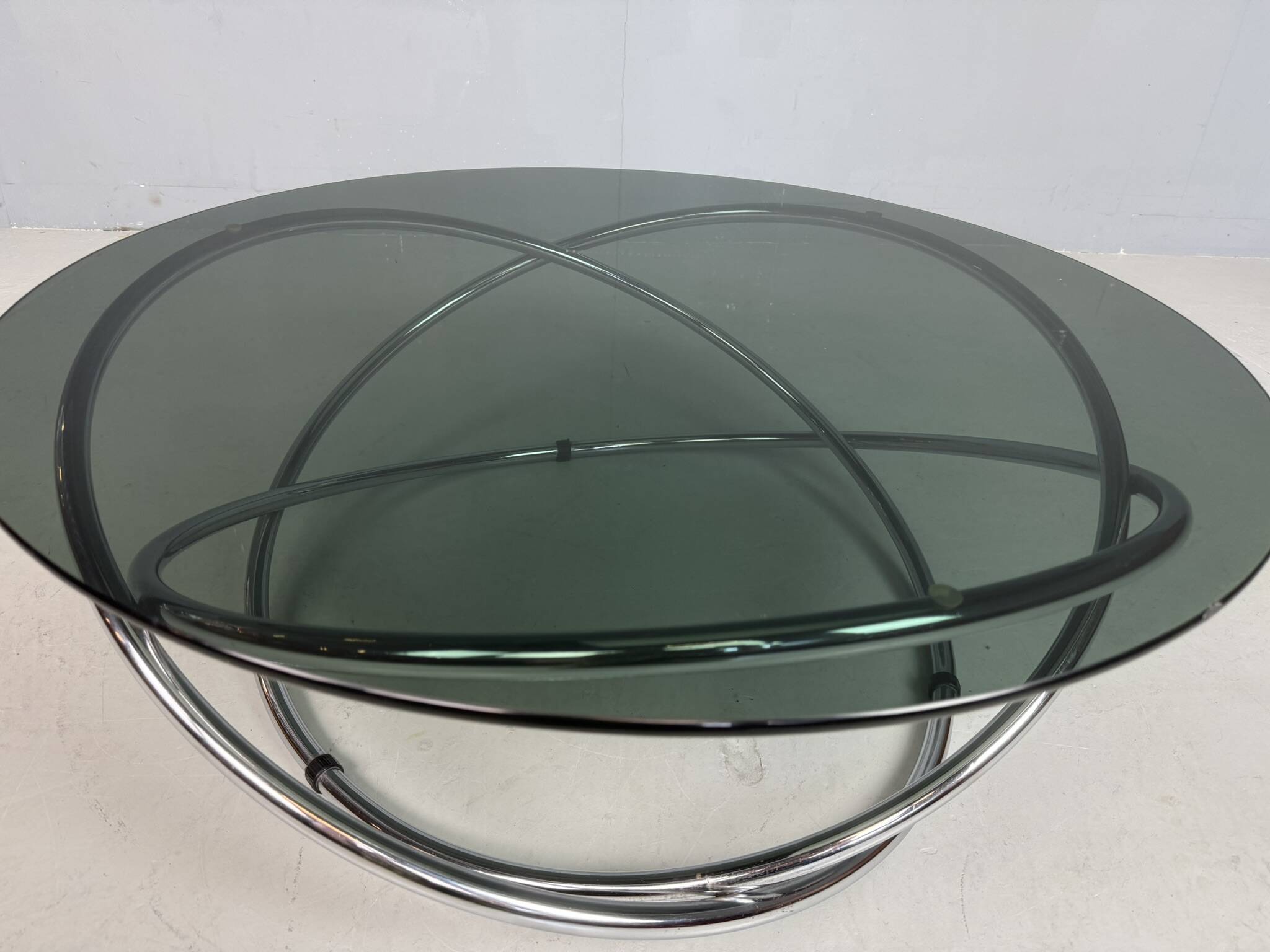 Mac chrome and smoked glass Coffee Table from Miniforms, Italy, 1970s