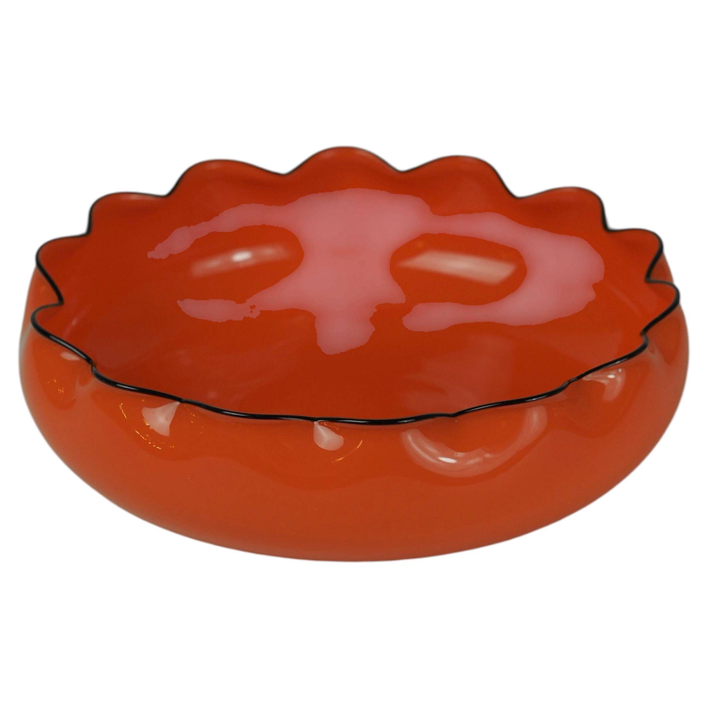 Glass bowl "Tango" in Art Deco style, bohemian orange colour, created by Michael Powolny for Loetz, 1914.