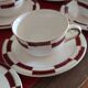 10 vintage coffee cups and 9 saucers, Salins earthenware, 1950