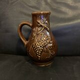 Belgian ceramic pitcher Barbotine glazed wine grape RF Belgium Old vintage terminal
