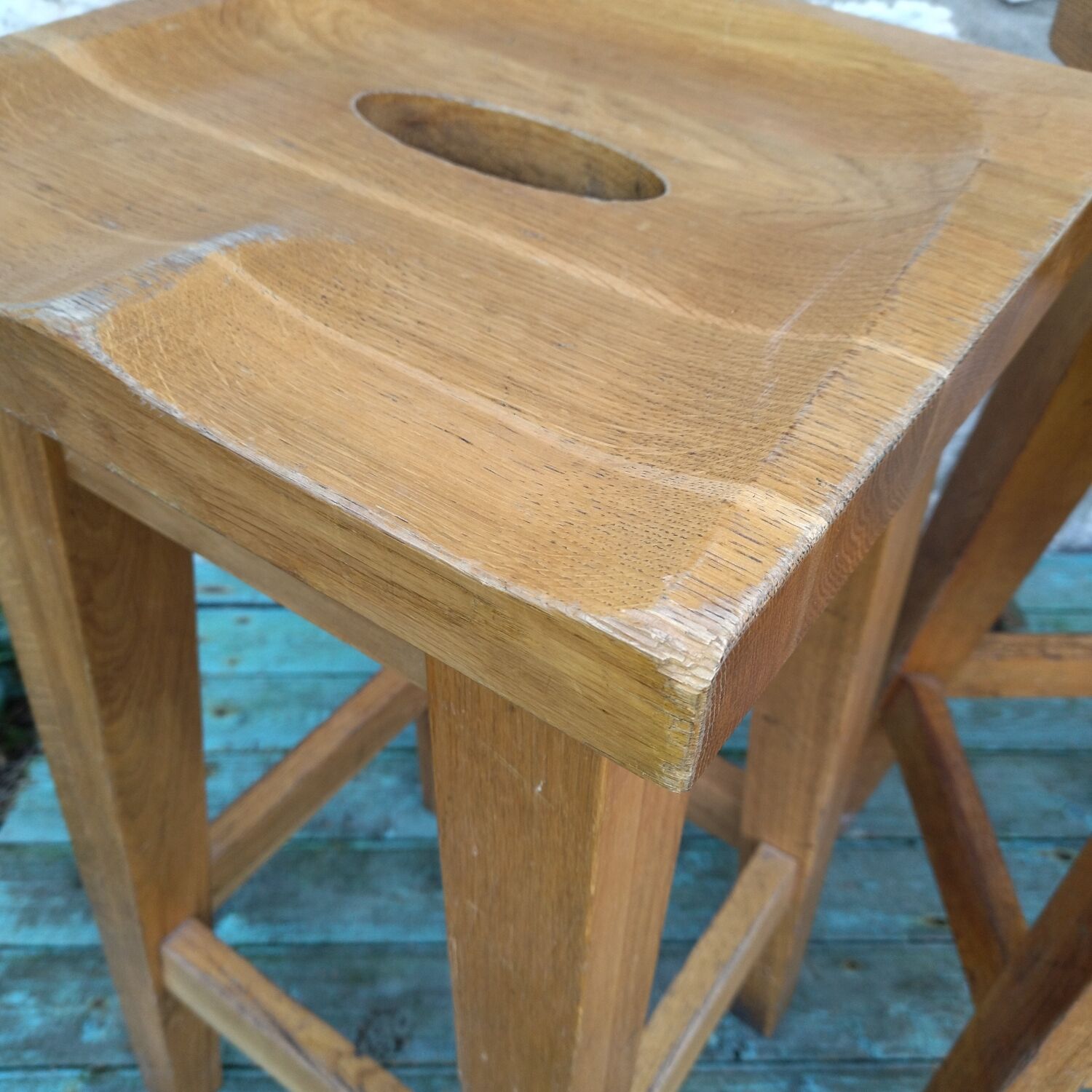 3 brutalist bar stools 60s