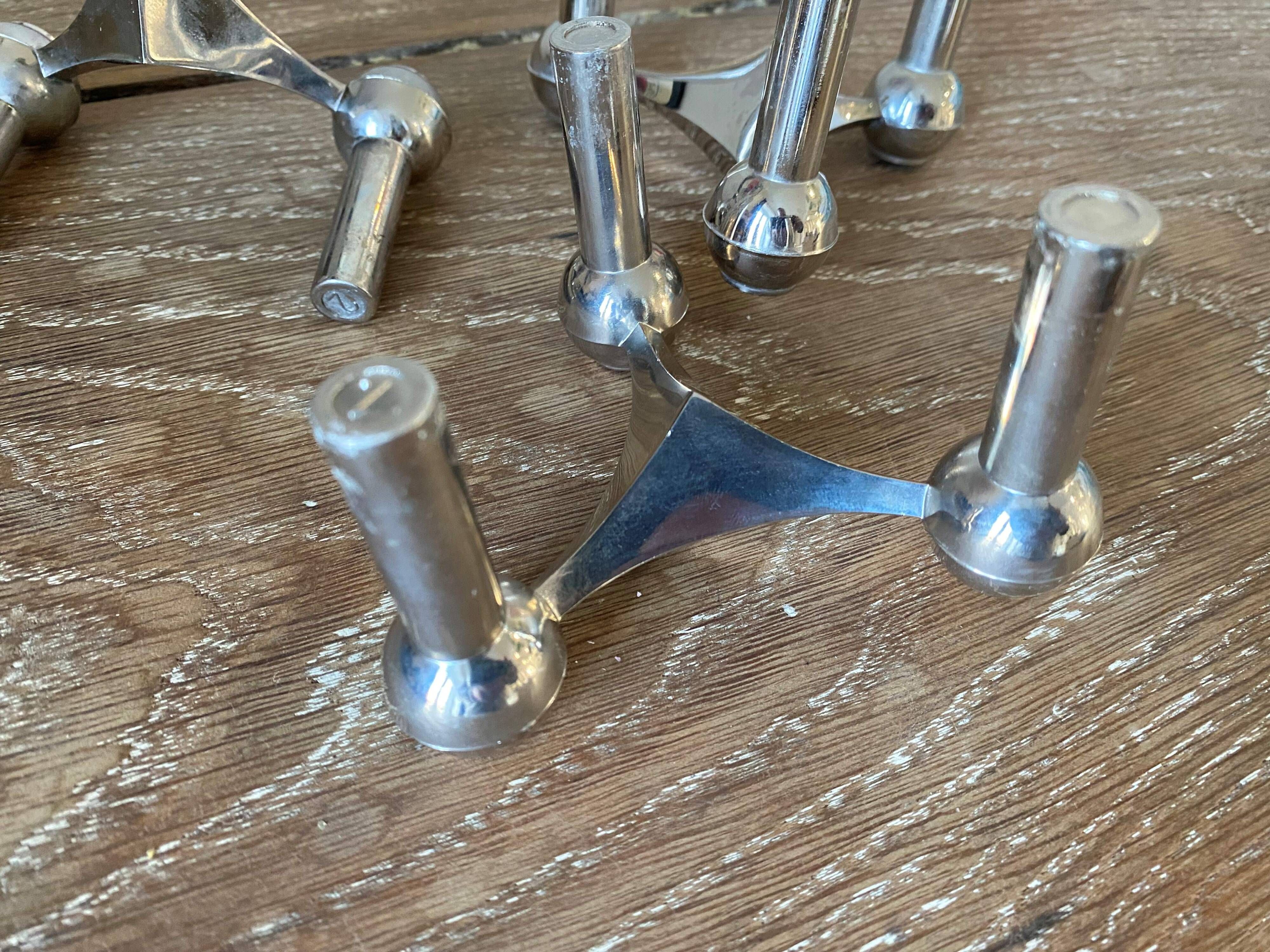 Series of 3 nagel s22 modular candlesticks with their original vintage box 1970