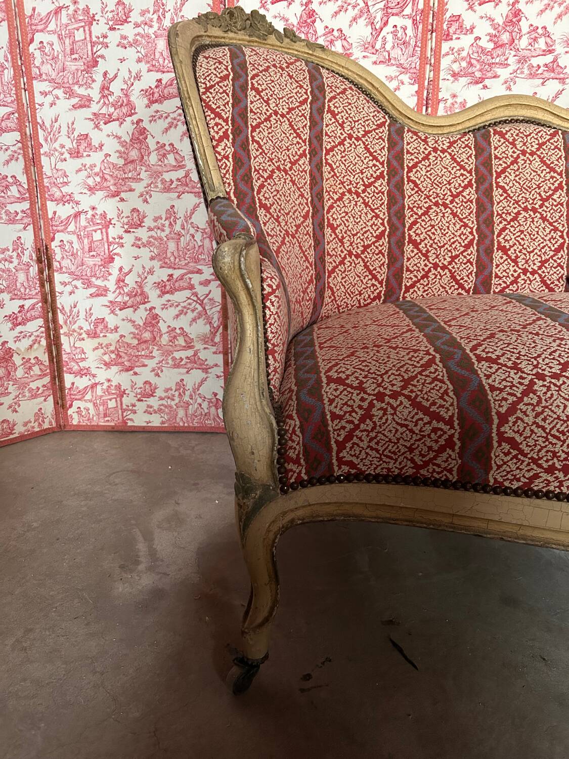 Antique Louis XV style bench, Napoleonic III period.