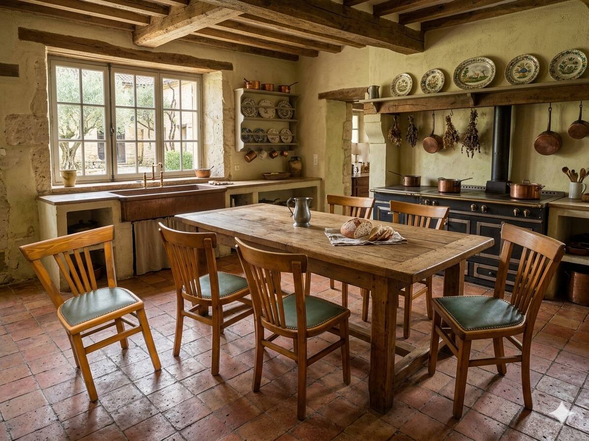 6 bistro chairs in solid oak, 1920s