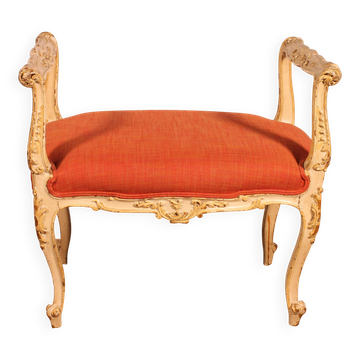 Petite Banquette En Bois Polychrome-19° Siècle