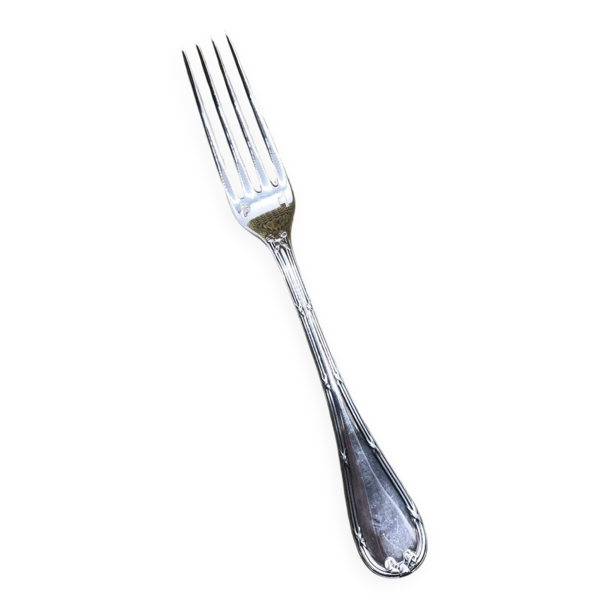 Christofle silver-plated fork, Rubans model