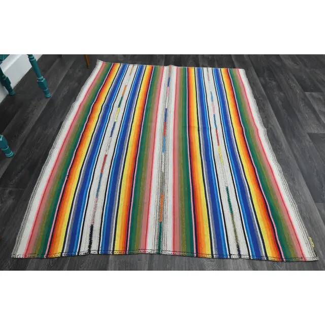 Tapis vintage turc Oushak fait à la main en laine et coton, années 1970