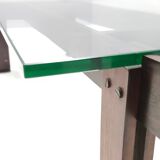 Walnut Coffee Table with Rectangular Glass Top Attributed to Ico Parisi, Italy