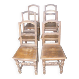 Set of 6 country chairs in solid oak