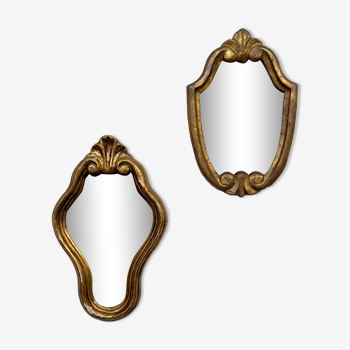 Paire de miroirs en bois doré 1950