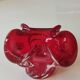 Murano empty pocket Floral shape 3 petals. In Murano Italian blown art glass. Ruby red