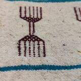 Kilim handmade white carpet in natural wool