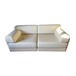 Canapé lit en cuir blanc