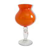 Murano Orange Cased Glass Large Goblet Vase, Italy, 1970s