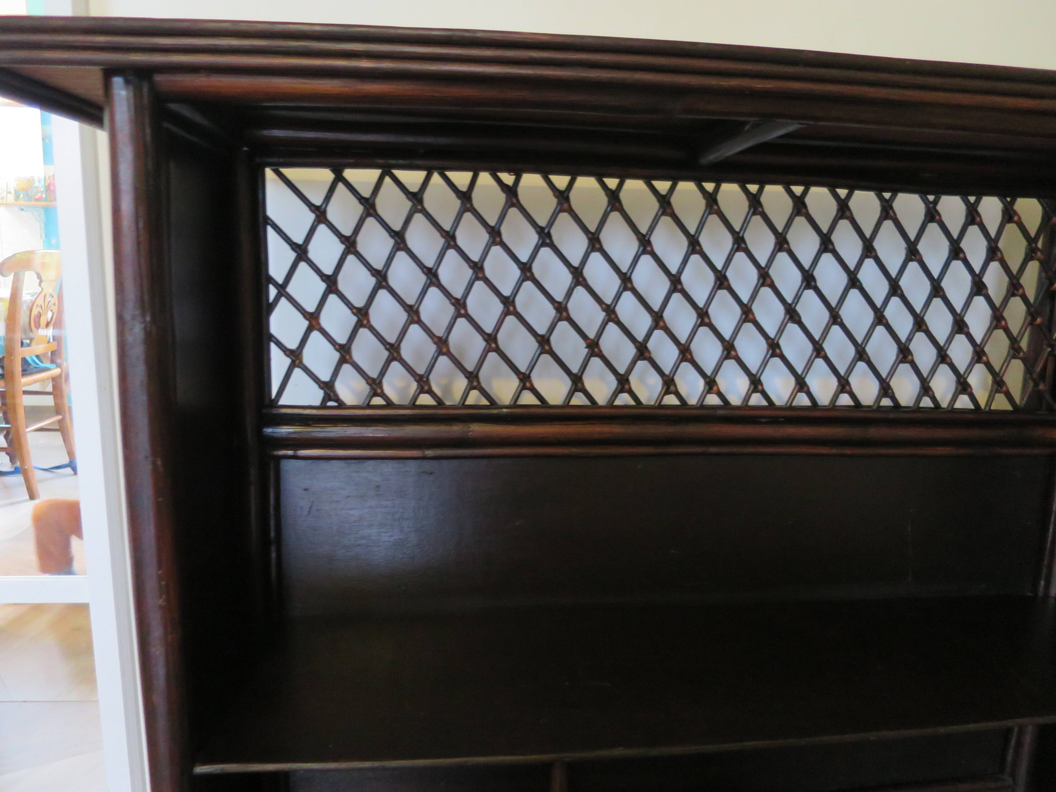 Rare vintage bar cabinet shelf wood woven rattan 80s retro