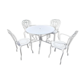 Salon de jardin en fer forgé blanc