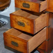 Vintage Military Campaign Twin Desk in Yew Wood