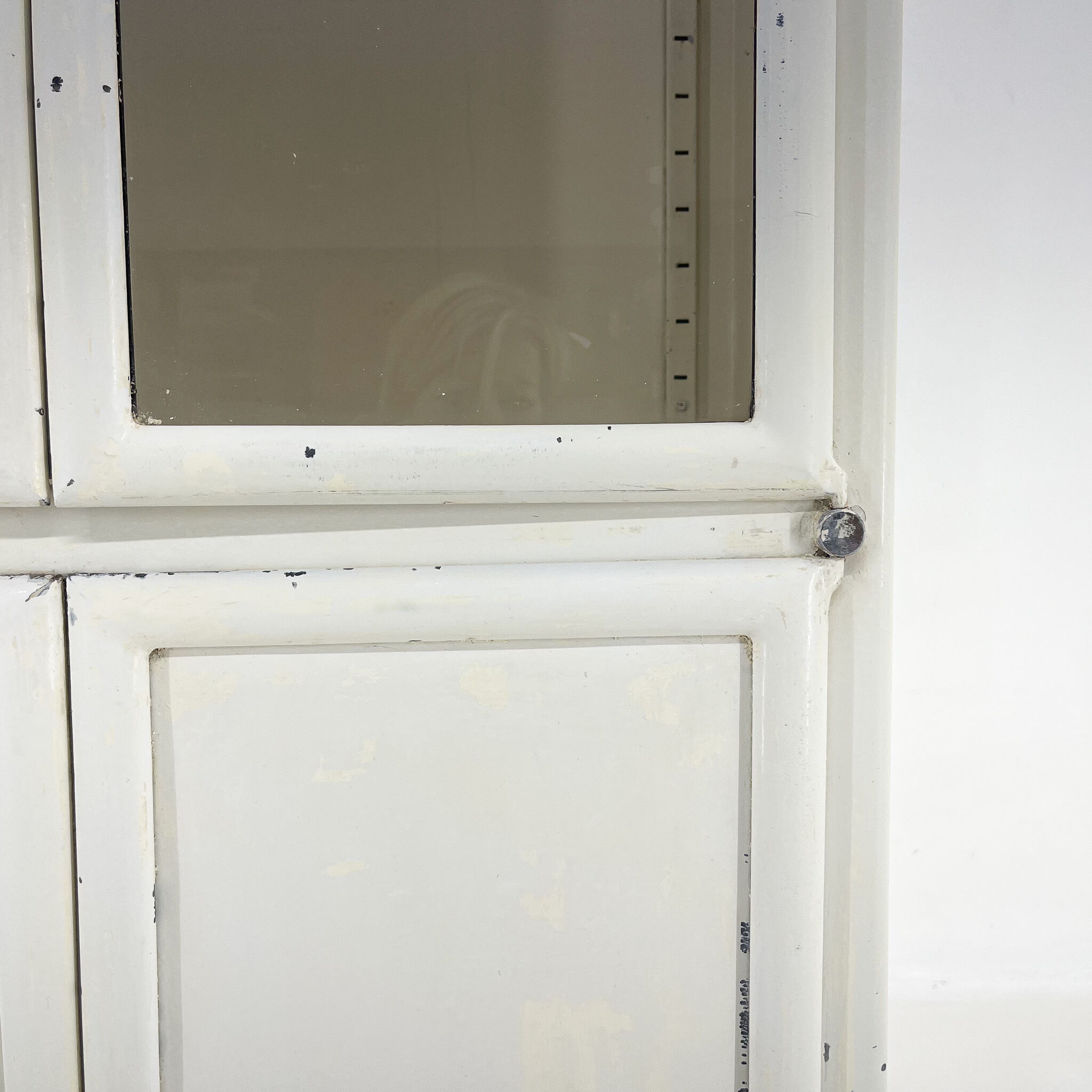 Vintage iron & glass medical cabinet, czechoslovakia