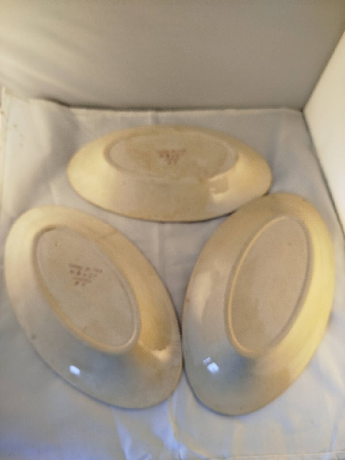 Antique service, fruit dish and 3 oval platters, ironstone