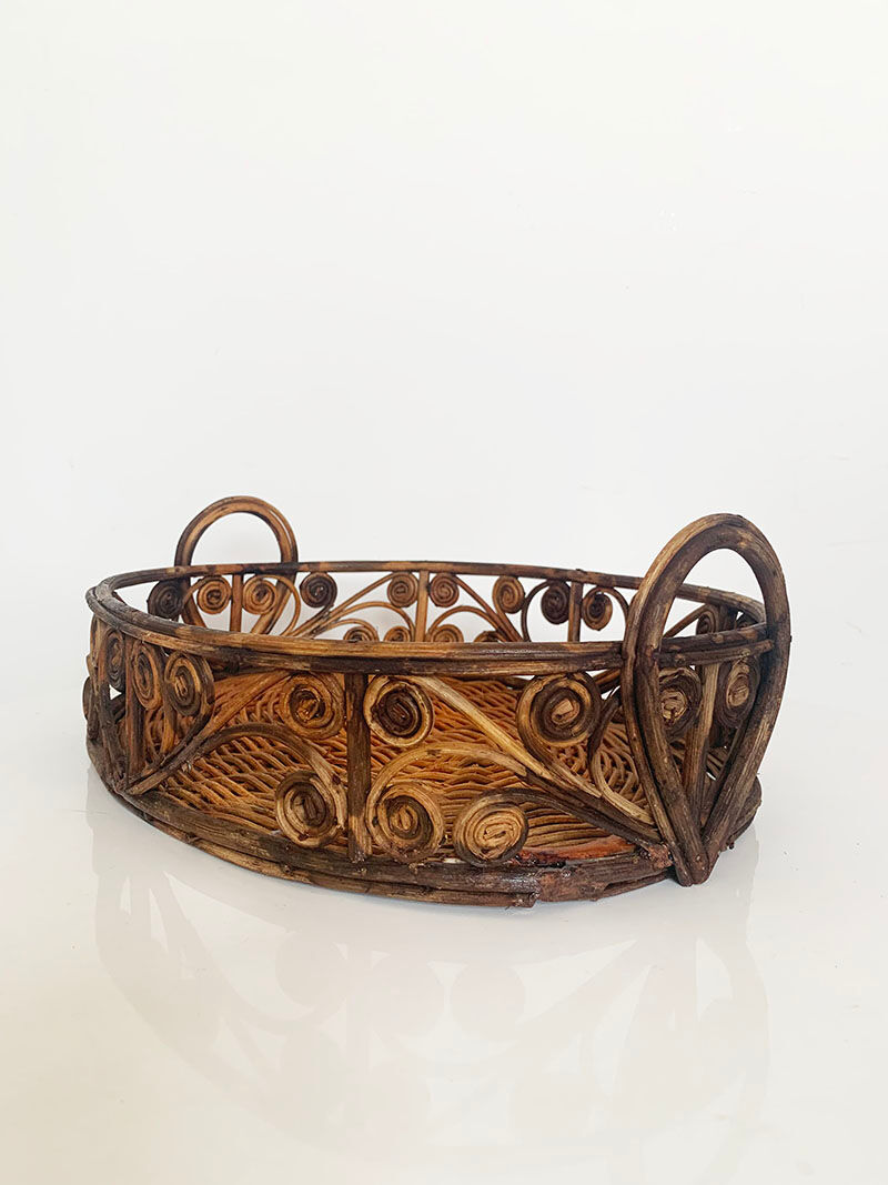 Peacock rattan tray