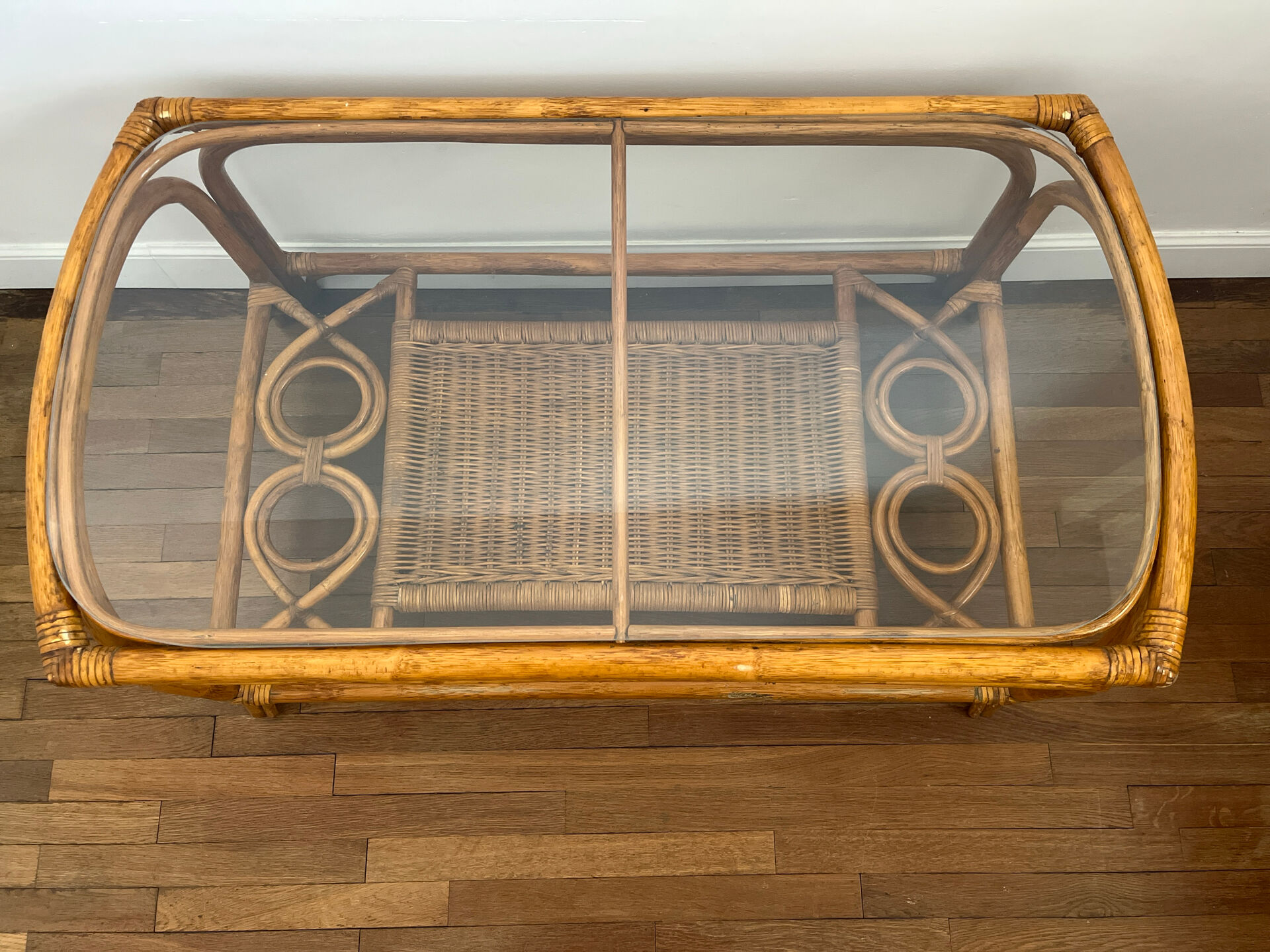 Vintage bamboo and rattan table